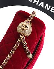 Kitlife Chanel 25B Red Velvet Bag With Rhinestone Balls AS1786 18cm - 3