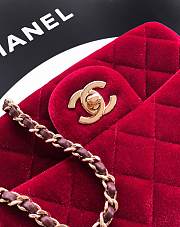Kitlife Chanel 25B Red Velvet Bag With Rhinestone Balls AS1786 18cm - 4