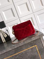 Kitlife Chanel 25B Red Velvet Bag With Rhinestone Balls AS1786 18cm - 6