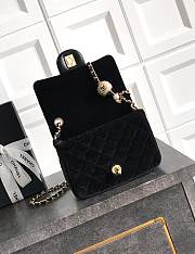 Kitlife Chanel 25B Black Velvet Bag With Rhinestone Balls AS1786 18cm  - 4