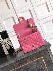 Kitlife Chanel 25B Pink Velvet Bag With Rhinestone Balls AS1786 18cm - 5