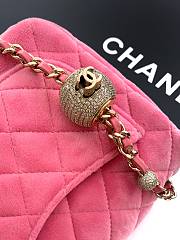 Kitlife Chanel 25B Pink Velvet Bag With Rhinestone Balls AS1786 18cm - 4