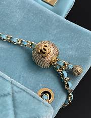 Kitlife Chanel 25B Blue Velvet Bag With Rhinestone Balls AS1786 18cm - 5