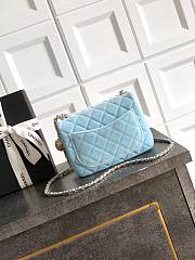 Kitlife Chanel 25B Blue Velvet Bag With Rhinestone Balls AS1786 18cm - 2
