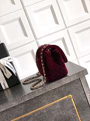 Kitlife Chanel 25B Burgundy Velvet Bag With Rhinestone Balls AS1786 18cm - 4
