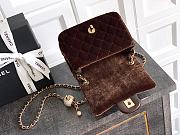 Kitlife Chanel 25B Brown Velvet Bag With Rhinestone Balls AS1786 18cm  - 5