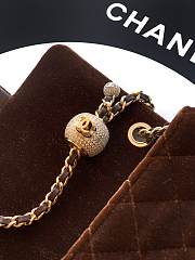 Kitlife Chanel 25B Brown Velvet Bag With Rhinestone Balls AS1786 18cm  - 4