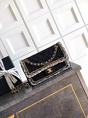 Kitlife Chanel 25k Woven Tweed Handle Bag Black & White 25cm - 1