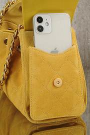 Kitlife Chanel 25s Drawstring Bucket  Hobo Bag Yellow Suede Leather 20x22x12.5cm - 4