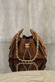 Kitlife Chanel 25s Drawstring Bucket Hobo Bag Brown Suede Leather 20x22x12.5cm  - 1