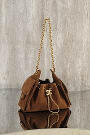Kitlife Chanel 25s Drawstring Bucket Hobo Bag Brown Suede Leather 20x22x12.5cm  - 6