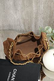 Kitlife Chanel 25s Drawstring Bucket Hobo Bag Brown Suede Leather 20x22x12.5cm  - 5