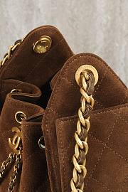 Kitlife Chanel 25s Drawstring Bucket Hobo Bag Brown Suede Leather 20x22x12.5cm  - 4