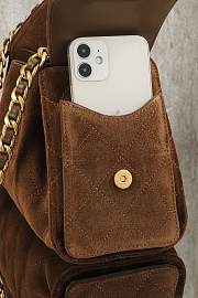 Kitlife Chanel 25s Drawstring Bucket Hobo Bag Brown Suede Leather 20x22x12.5cm  - 2