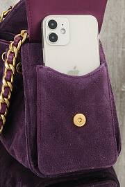 Kitlife Chanel 25s Drawstring Bucket Hobo Bag Purple Suede Leather 20x22x12.5cm  - 2