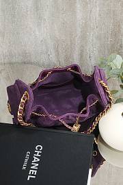 Kitlife Chanel 25s Drawstring Bucket Hobo Bag Purple Suede Leather 20x22x12.5cm  - 3