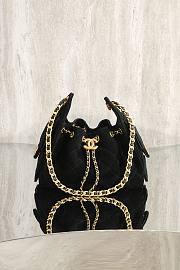 Kitlife Chanel 25s Drawstring Bucket Hobo Bag Black Suede Leather 20x22x12.5cm  - 1