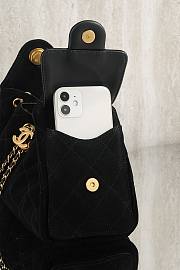 Kitlife Chanel 25s Drawstring Bucket Hobo Bag Black Suede Leather 20x22x12.5cm  - 5