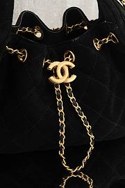 Kitlife Chanel 25s Drawstring Bucket Hobo Bag Black Suede Leather 20x22x12.5cm  - 4