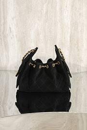 Kitlife Chanel 25s Drawstring Bucket Hobo Bag Black Suede Leather 20x22x12.5cm  - 2