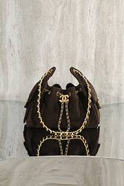Kitlife Chanel 25s Drawstring Bucket Hobo Bag Dark Brown Suede Leather 20x22x12.5cm  - 1