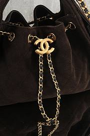 Kitlife Chanel 25s Drawstring Bucket Hobo Bag Dark Brown Suede Leather 20x22x12.5cm  - 4