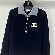 Kitlife Chanel Blocked Collared Knit Long-Sleeve Top - 4