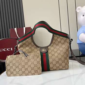 Kitlife Gucci Giglio Small Tote Bag Beige And Brown GG Canvas ‎860845 25x20x15cm