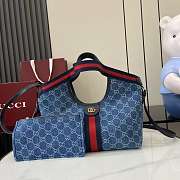 Kitlife Gucci Giglio Small Tote Bag Blue And White GG Canvas ‎860845 25x20x15cm  - 1