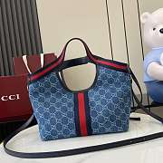Kitlife Gucci Giglio Small Tote Bag Blue And White GG Canvas ‎860845 25x20x15cm  - 6