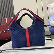 Kitlife Gucci Giglio Small Tote Bag Dark Blue Suede 860845 25x20x15cm  - 6