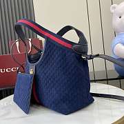 Kitlife Gucci Giglio Small Tote Bag Dark Blue Suede 860845 25x20x15cm  - 5