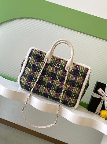 Kitlife Chanel 25N Tweed Shopping Bag Green AS5689 27.5x39.5x16cm