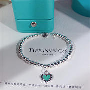 Kitlife Tiffany & Co. Enamel Silver Bead Bracelet With Blue / Red Heart  - 1