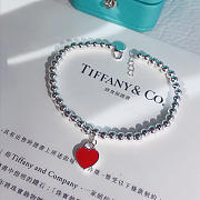 Kitlife Tiffany & Co. Enamel Silver Bead Bracelet With Blue / Red Heart  - 3