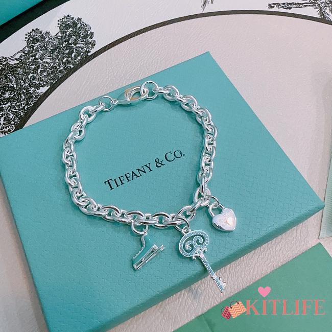 Kitlife Tiffany & Co. Silver Bracelet With Key, Shoes & Heart Tags - 1
