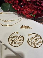 Kitlife Louis Vuitton 2025 Hollowed-out Gold Letter Hoop Earrings - 5