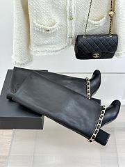 Kitlife Chanel High-heeled Boots Black Sheepskin & Grosgrain Fabric - 6