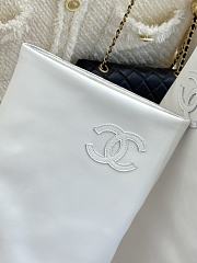 Kitlife Chanel High-heeled Boots White Sheepskin & Grosgrain Fabric  - 5