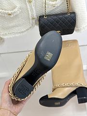 Kitlife Chanel High-heeled Boots Beige Sheepskin & Grosgrain Fabric  - 4