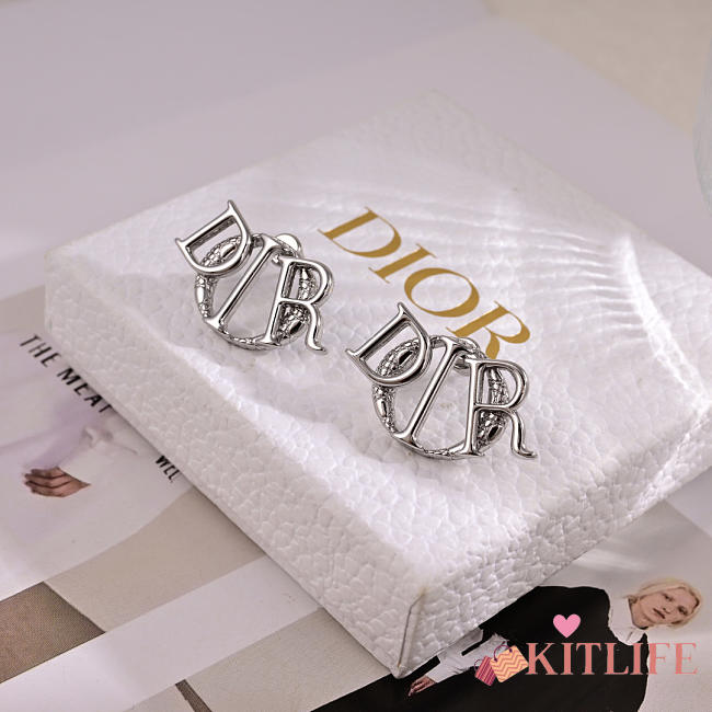Kitlife Dior Monogram Earrings Silver - 1