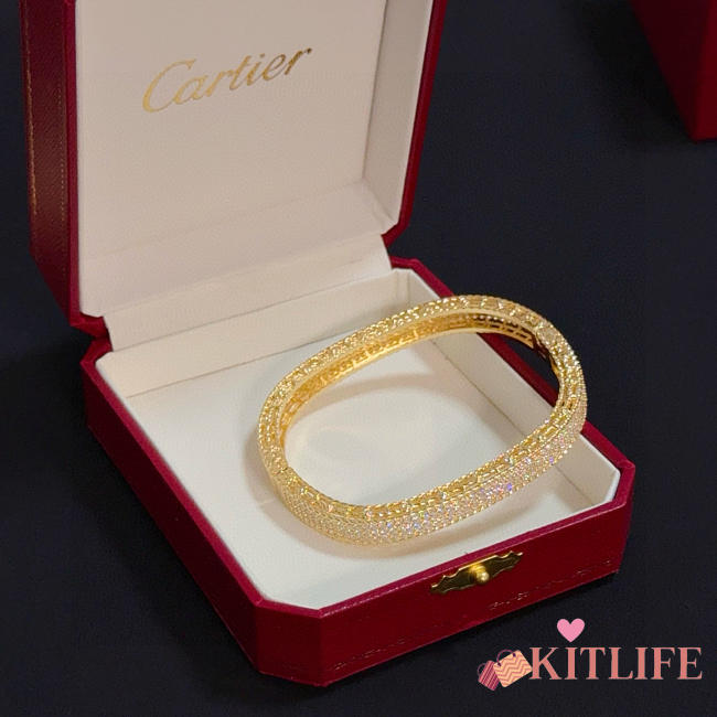 Kitlife Cartier Diamond V-Gold Bangle  - 1
