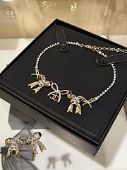 Kitlife Chanel 25k Gold And Silver Double Bow Crystal Necklace  - 1
