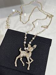 Kitlife Chanel 25P Gold Deer Full Diamond Double C Pearl Necklace  - 1