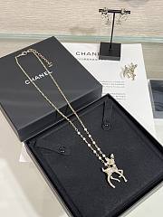 Kitlife Chanel 25P Gold Deer Full Diamond Double C Pearl Necklace  - 5