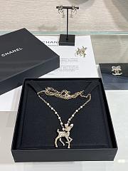 Kitlife Chanel 25P Gold Deer Full Diamond Double C Pearl Necklace  - 3