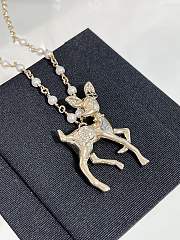 Kitlife Chanel 25P Gold Deer Full Diamond Double C Pearl Necklace  - 2