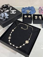 Kitlife Chanel Gold Full-Diamond Double C Brushed Round Pearl Necklace - 3