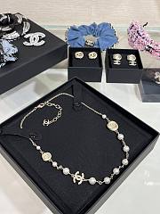 Kitlife Chanel Gold Full-Diamond Double C Brushed Round Pearl Necklace - 2