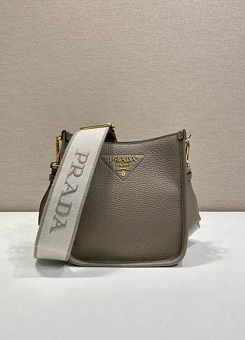 Kitlife Prada Mini Grey Leather Shoulder Bag 1BH191 19x20x6cm 